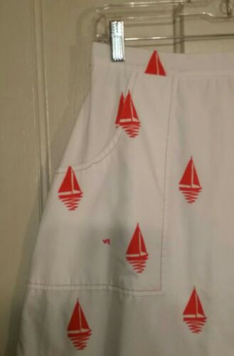 VINTAGE Vested Gentress Women's Orange White Sailboats Nautical Pockets Skirt 10 - Fresh Stock Dated February 2026