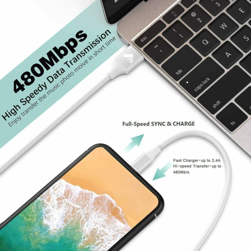 USB C Cable 3 Pack 6ft 5G Phone Charging Cord Braided Type C Charger... - Fresh Stock Dated February 2026