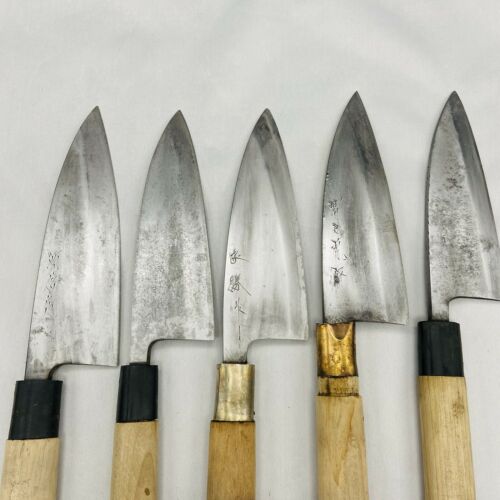 Damaged Lot of Five Japanese Chef's Kitchen Knives Deba From Japan SS747 - Fresh Stock Dated December 2025