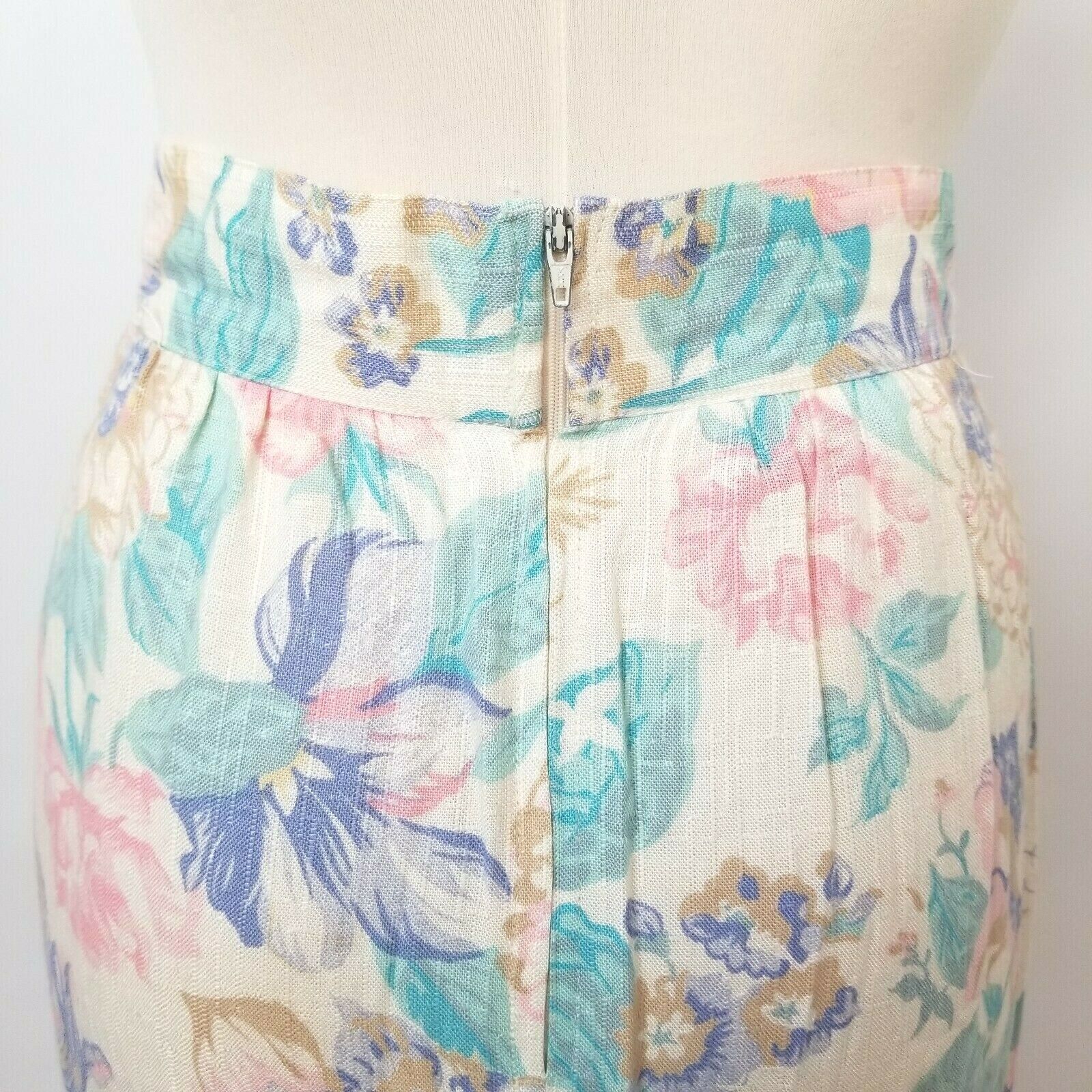Vintage 80s 90s Flowy Skirt Easter High Waisted Floral Pastel Pockets Clyde S 3 - Fresh Stock Dated March 2026