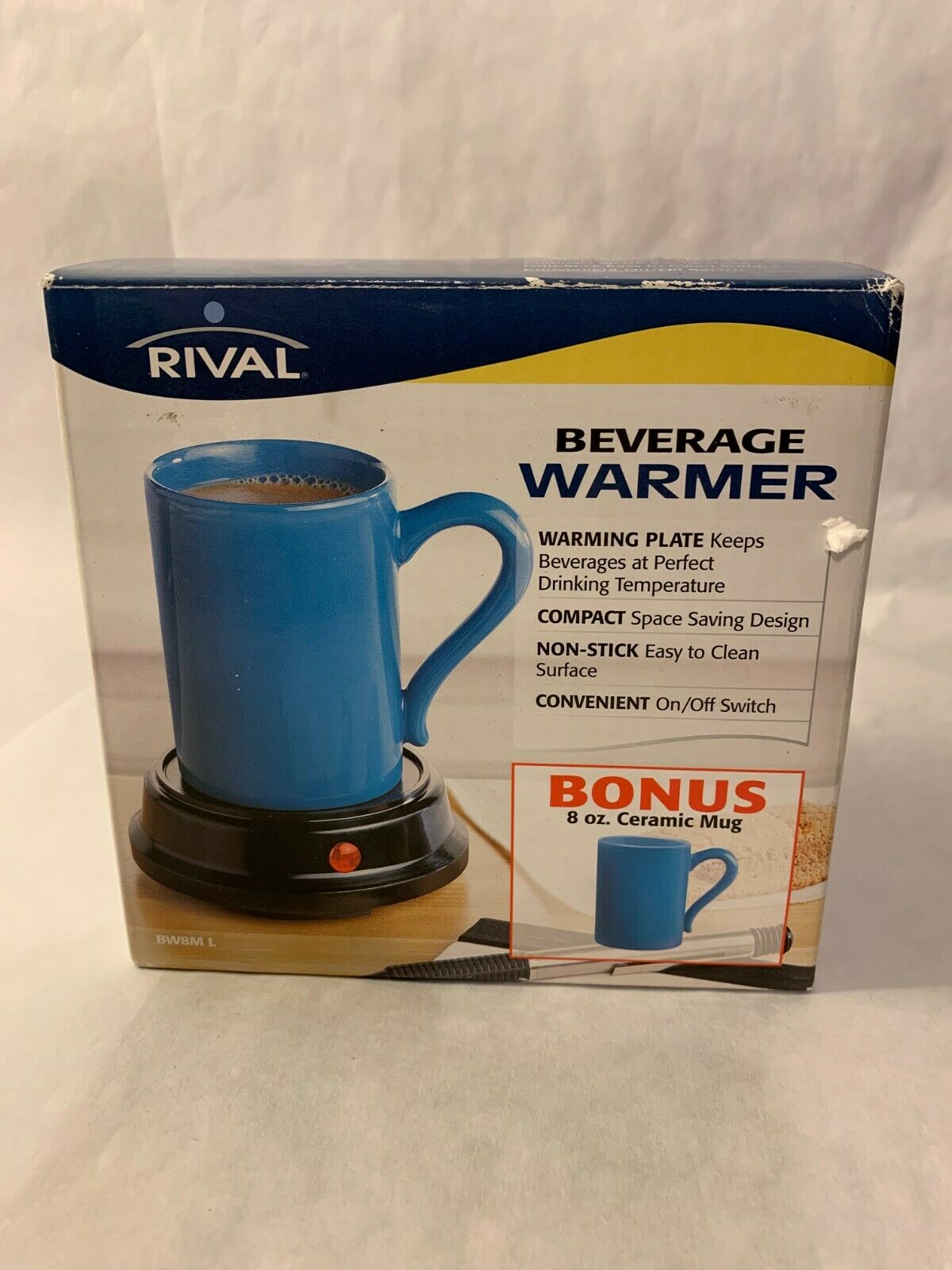 Rival Beverage Warmer With 8 Oz Ceramic Mug BW8ML New Open Box - Fresh Stock Dated December 2025