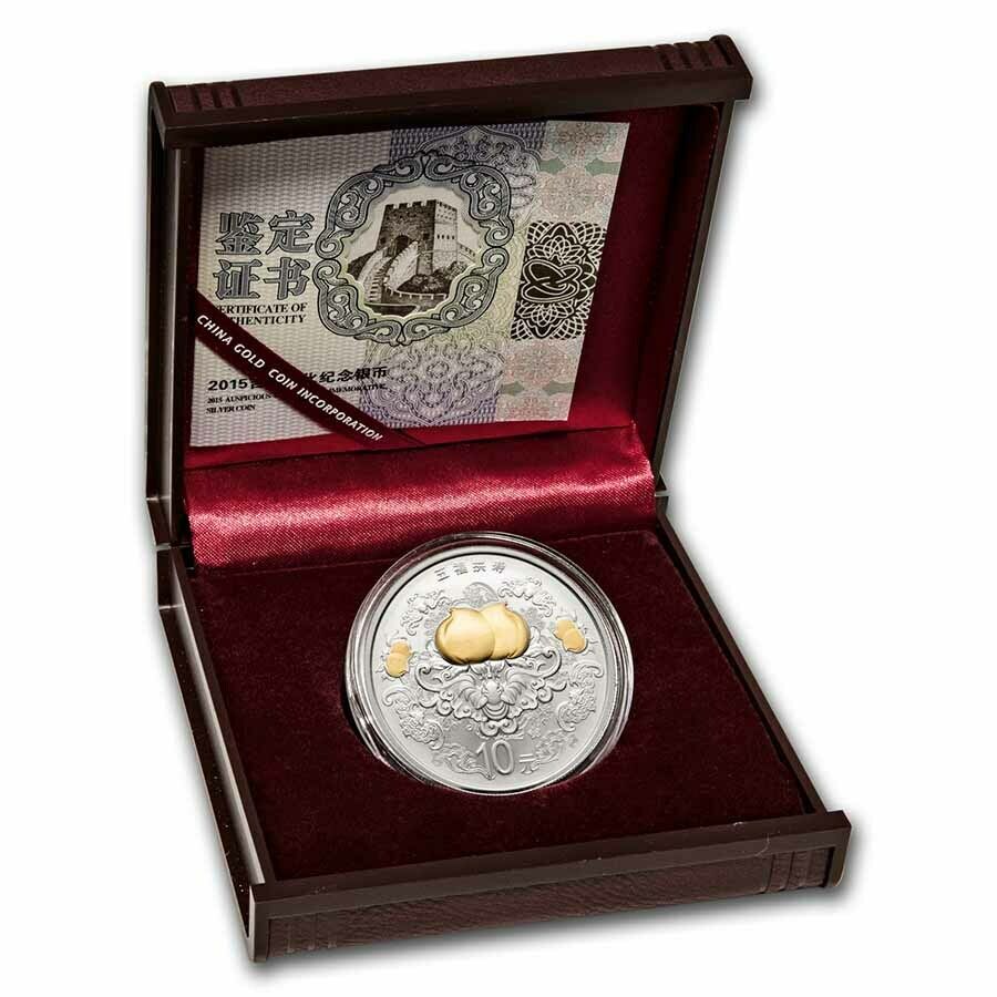 2015 China 1 oz Silver Auspicious Culture (Good Fortune, Peach) - SKU#236921 - Fresh Stock Dated February 2026