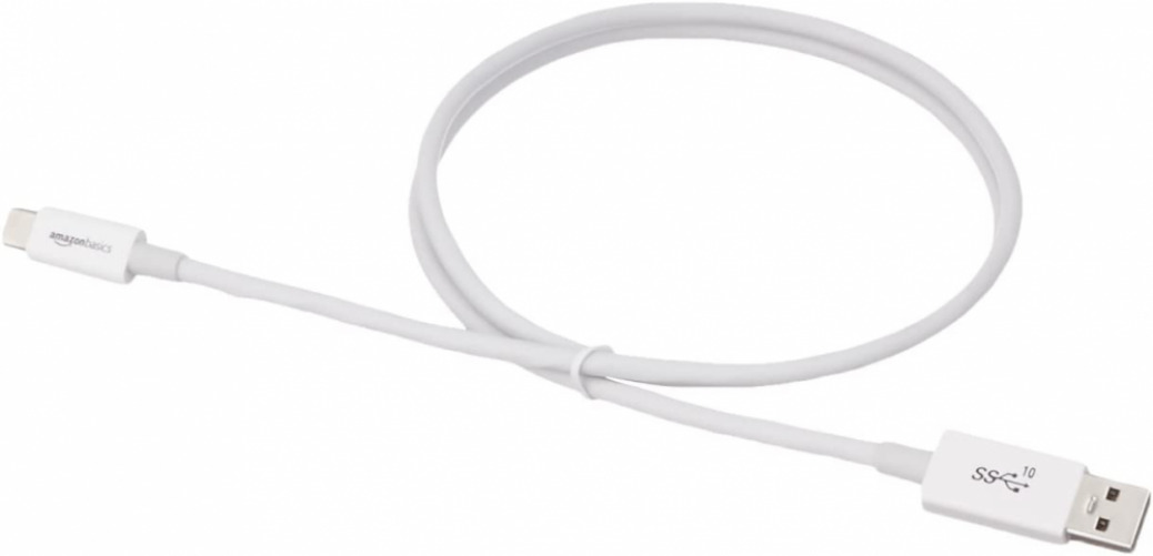 Amazon Basics USB Type-C to USB-A Male 3.1 Gen2 Adapter Charger 3 Feet, White - Fresh Stock Dated February 2026