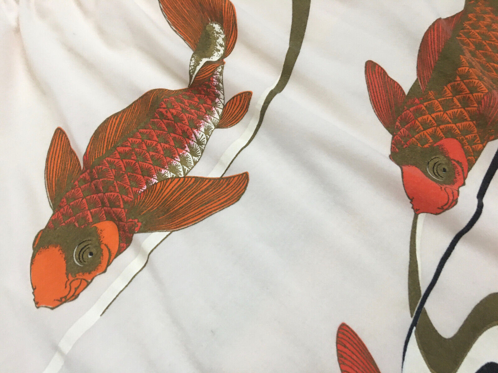 Vintage Sz S/M MISS SHAHEEN Hawaiian Koi Fish Art Pull On Cream Signature Skirt - Fresh Stock Dated March 2026