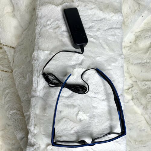 Fashion Blue Neon Black Frame LED Light Up Glasses By El Wire Battery Operated - Fresh Stock Dated February 2026