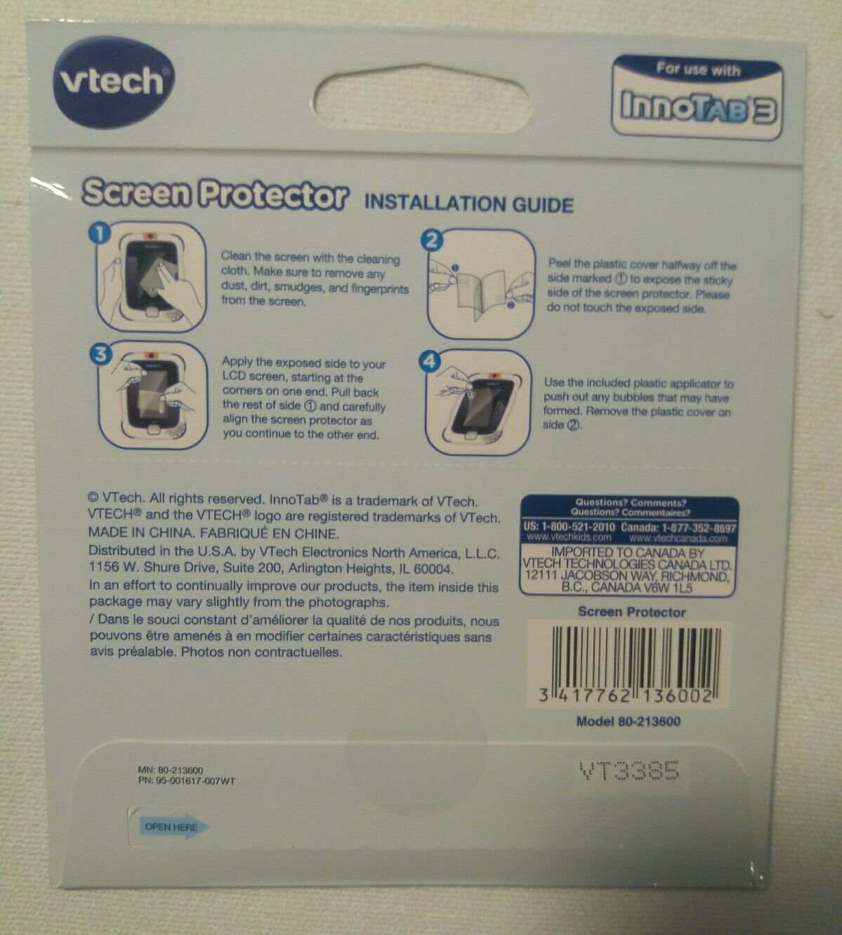 VTech InnoTab 3 Folio Case 80-213500 w/ Two Screen Protectors and Cleaning Cloth - Fresh Stock Dated February 2026