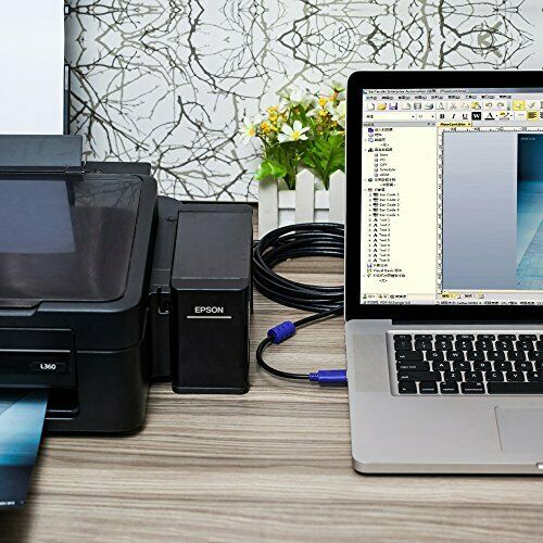 Tanbin Printer Cable 1.5Ft, 2Pack 1.5ft USB 2.0 High 1.5 feet, Purple - Fresh Stock Dated February 2026