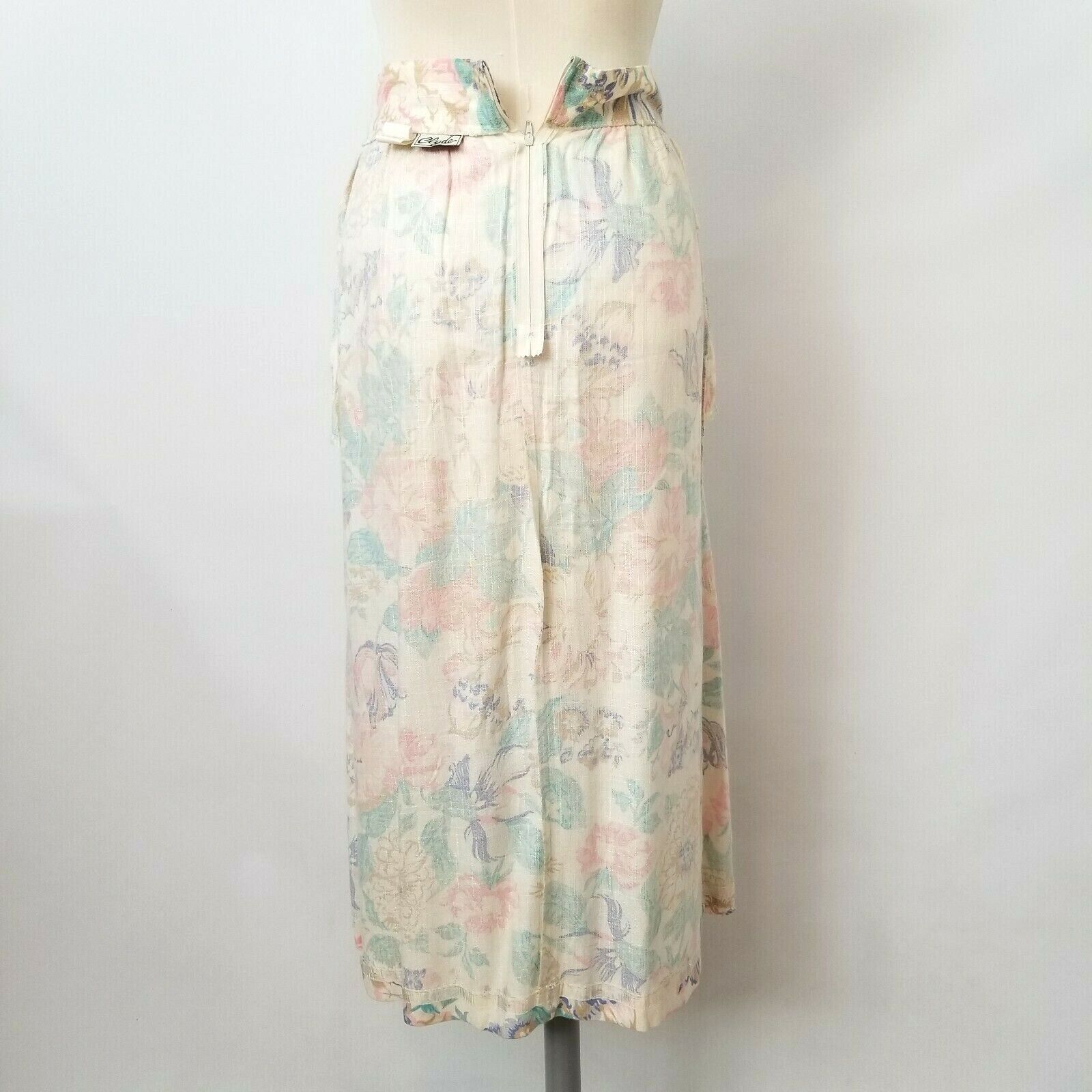 Vintage 80s 90s Flowy Skirt Easter High Waisted Floral Pastel Pockets Clyde S 3 - Fresh Stock Dated March 2026