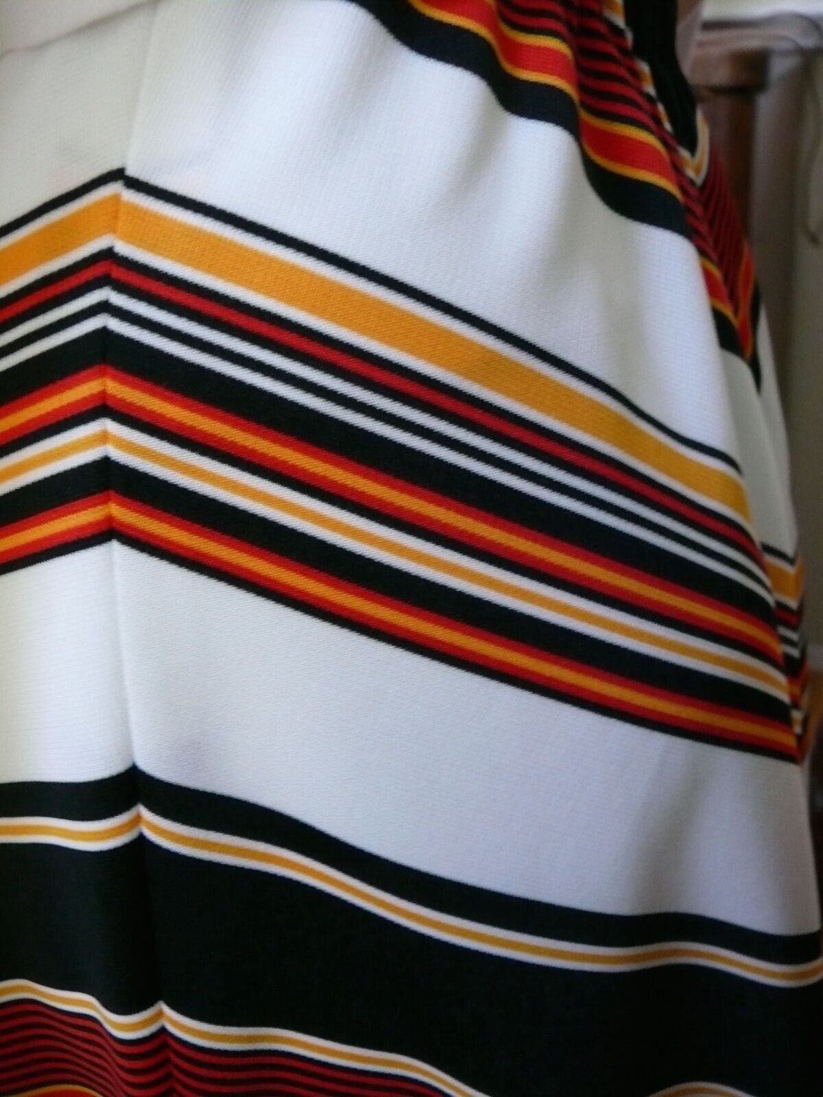 1960-70`s  Long Shevron Print Mod Skirt Beige Brown Cream and Black - Fresh Stock Dated February 2026