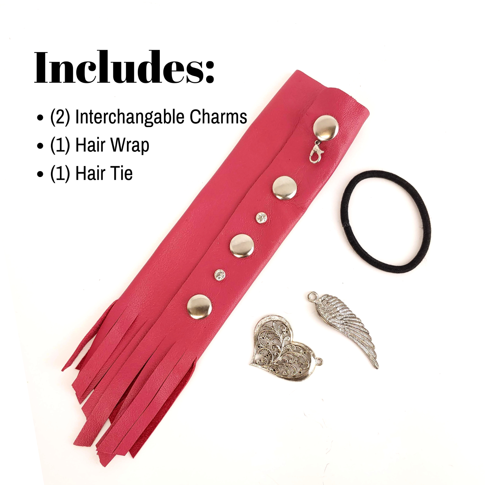 Leather Motorcycle Hair Wrap, 9 Colors, Helmet Accessories Ponytail Glove Fringe - Fresh Stock Dated February 2026