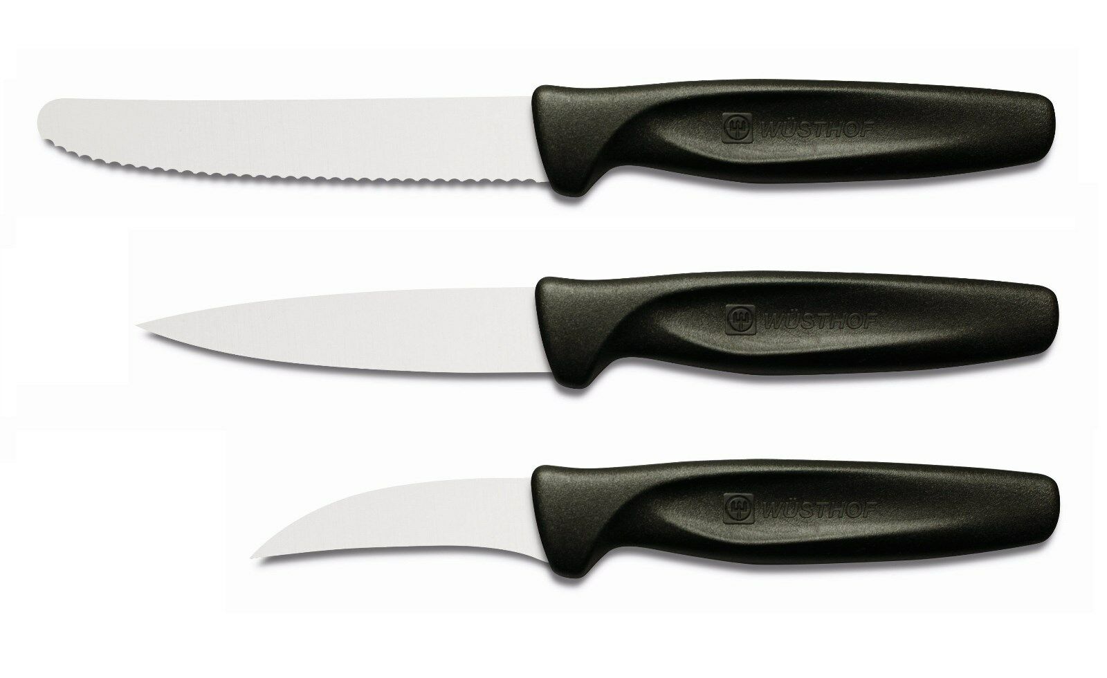 Wusthof Zest 3pc Paring Knife Set - Serrated, Spear Point & Bird's Beak - Black - Fresh Stock Dated December 2025