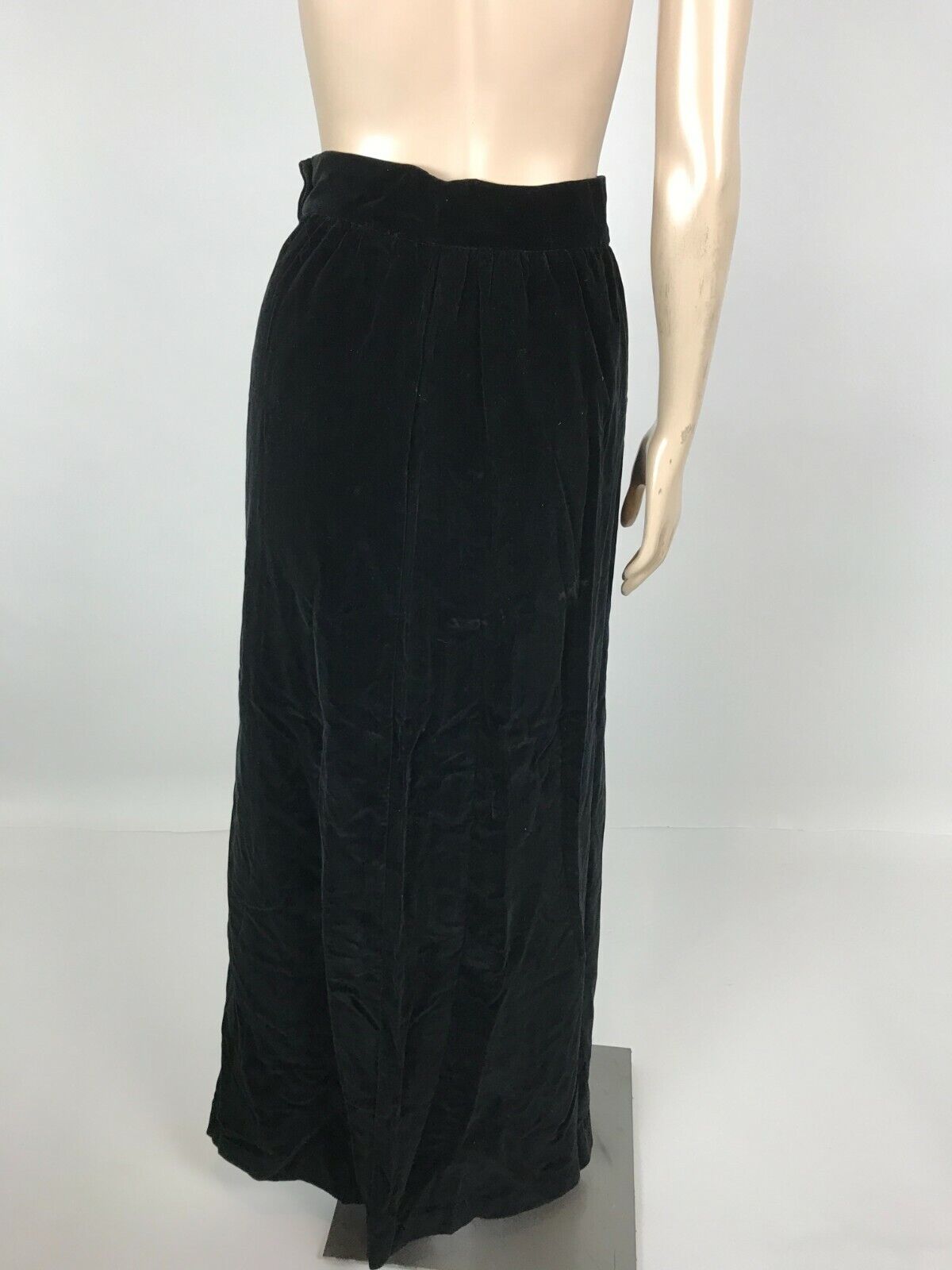Vintage 80's NOS Maxi Skirt Velvet Long Zip Black Formal party 9/10 Slit QQ10 - Fresh Stock Dated March 2026