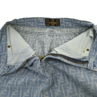 FENDI Vintage Zucca Pattern Denim Skirt Blue Italy Authentic AK31576c - Fresh Stock Dated February 2026