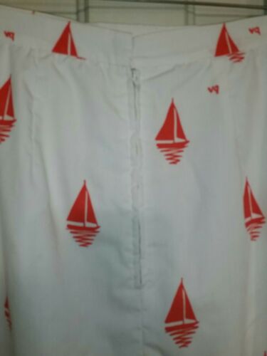 VINTAGE Vested Gentress Women's Orange White Sailboats Nautical Pockets Skirt 10 - Fresh Stock Dated February 2026