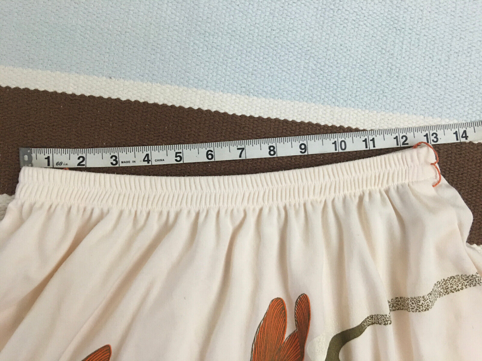 Vintage Sz S/M MISS SHAHEEN Hawaiian Koi Fish Art Pull On Cream Signature Skirt - Fresh Stock Dated March 2026