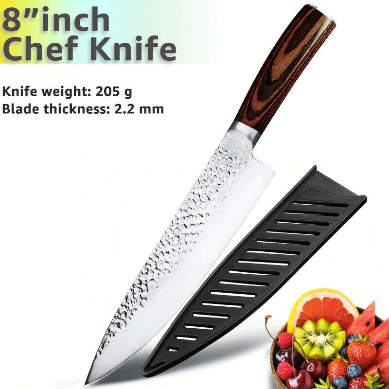 5PCS Kitchen Knife Set Japanese Chef Knives Carbon Stainless Steel Blade Vintage - Fresh Stock Dated December 2025