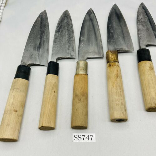 Damaged Lot of Five Japanese Chef's Kitchen Knives Deba From Japan SS747 - Fresh Stock Dated December 2025