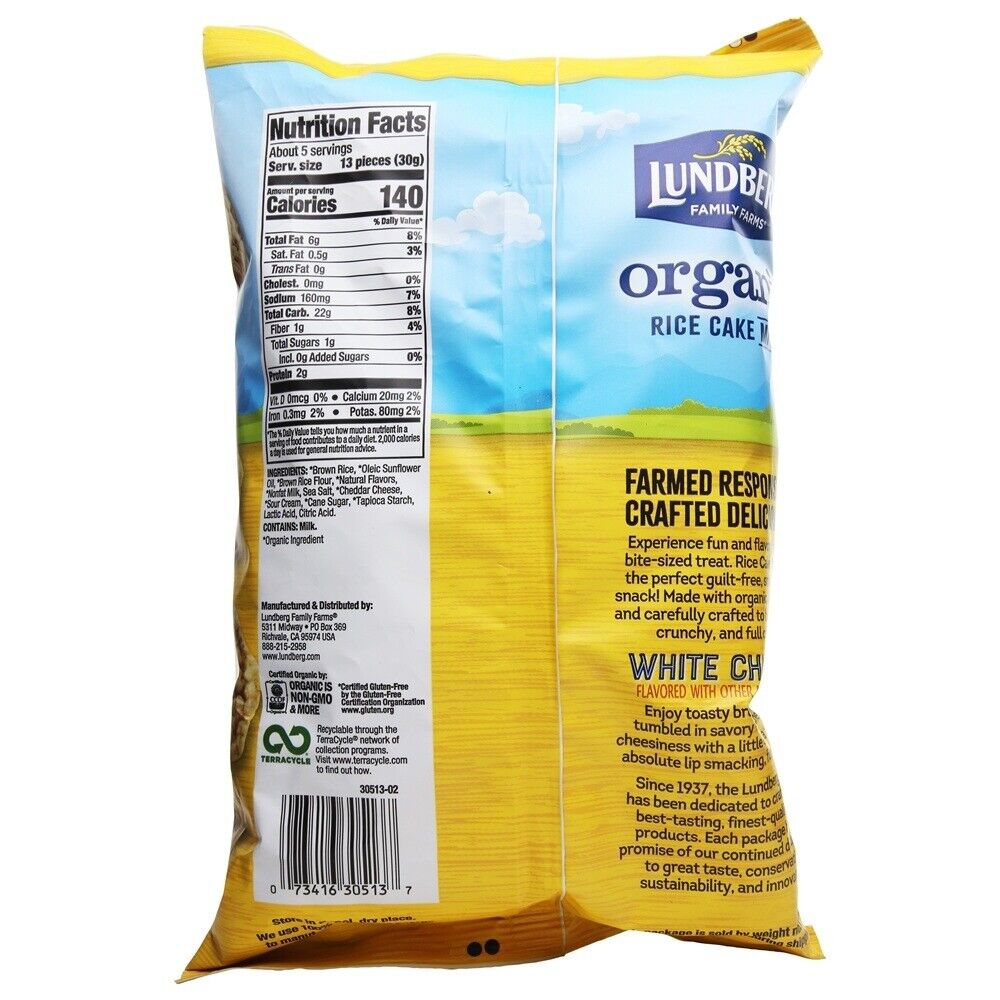 Lundberg - Organic Rice Cake Minis White Cheddar - 5 oz. - Fresh Stock Dated February 2026