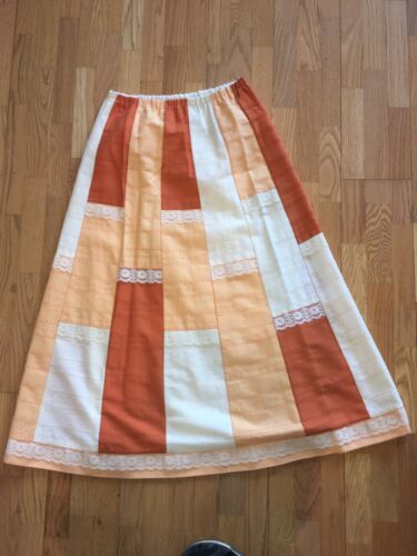 Vtg 70s Carefree Fashions M Long Prairie Boho Cottagecore Skirt Patchwork Peach - Fresh Stock Dated February 2026
