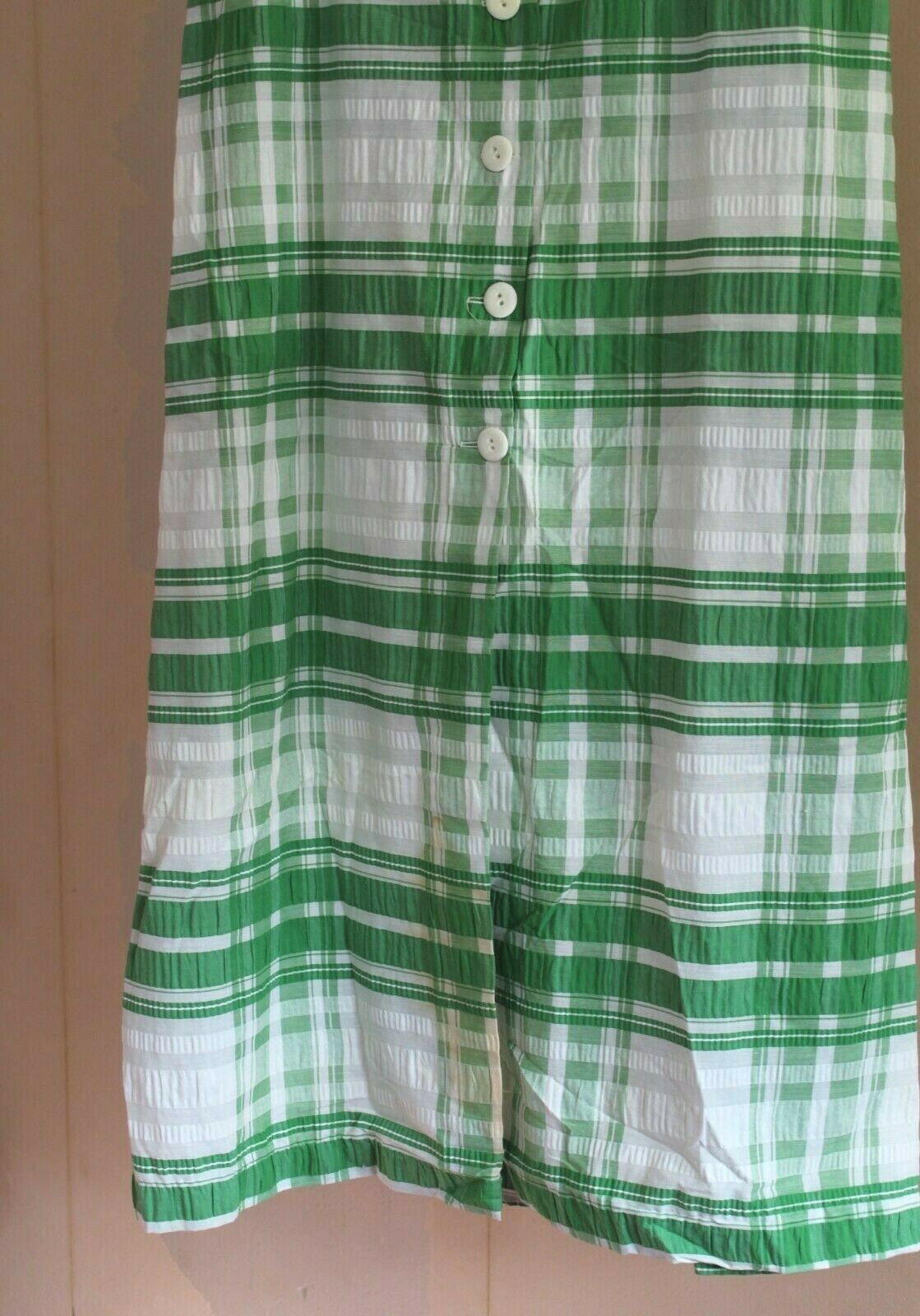 Fritzi Vintage 1970s Womens M L Cotton Blend Seersucker Maxi Skirt Button Plaid - Fresh Stock Dated February 2026
