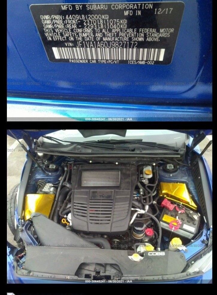 2015 - 2020 Subaru WRX Manual 6 speed transmission - 2018 WRX 40k Miles - Fresh Stock Dated February 2026