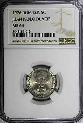 DOMINICAN REPUBLIC 1976 5 Centavos NGC MS64 Death of Juan Pablo Duarte KM# 41(9) - Fresh Stock Dated February 2026