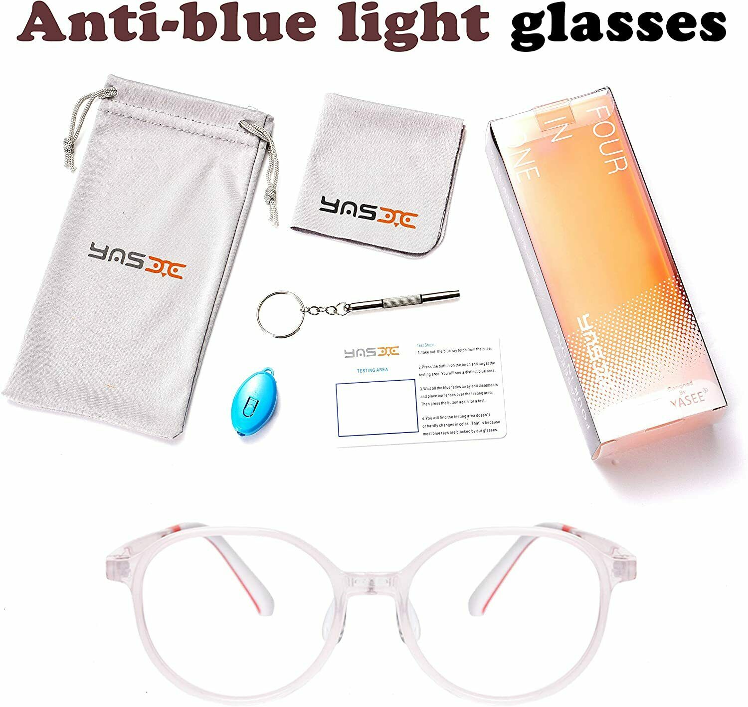 Yasee Blue Light Glasses for Kids Kids Blue Light Blocking UV Ray Pink NEW - Fresh Stock Dated February 2026