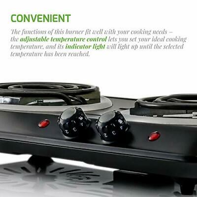 1700W Double Hot Plate Electric Countertop Coil Stove 5.7 Double Burner Black - Fresh Stock Dated December 2025