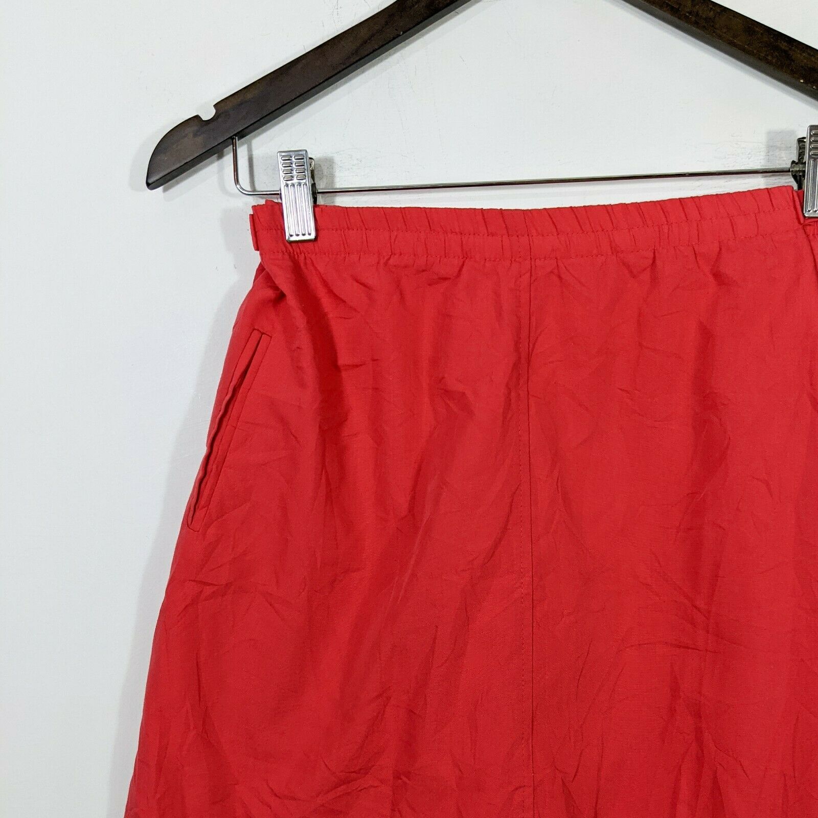 VINTAGE JBJ Red Adjustable Waist A Line Knee Length Skirt Modest Size 10 POCKETS - Fresh Stock Dated March 2026