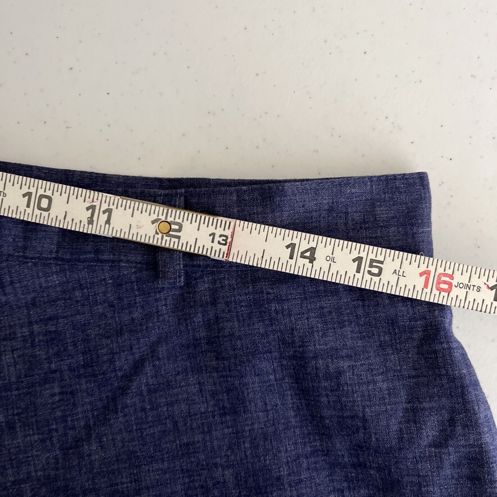 Vintage Medium Blue Chambray Skirt Union Made Below Knee A Line Zip Career Light - Fresh Stock Dated March 2026