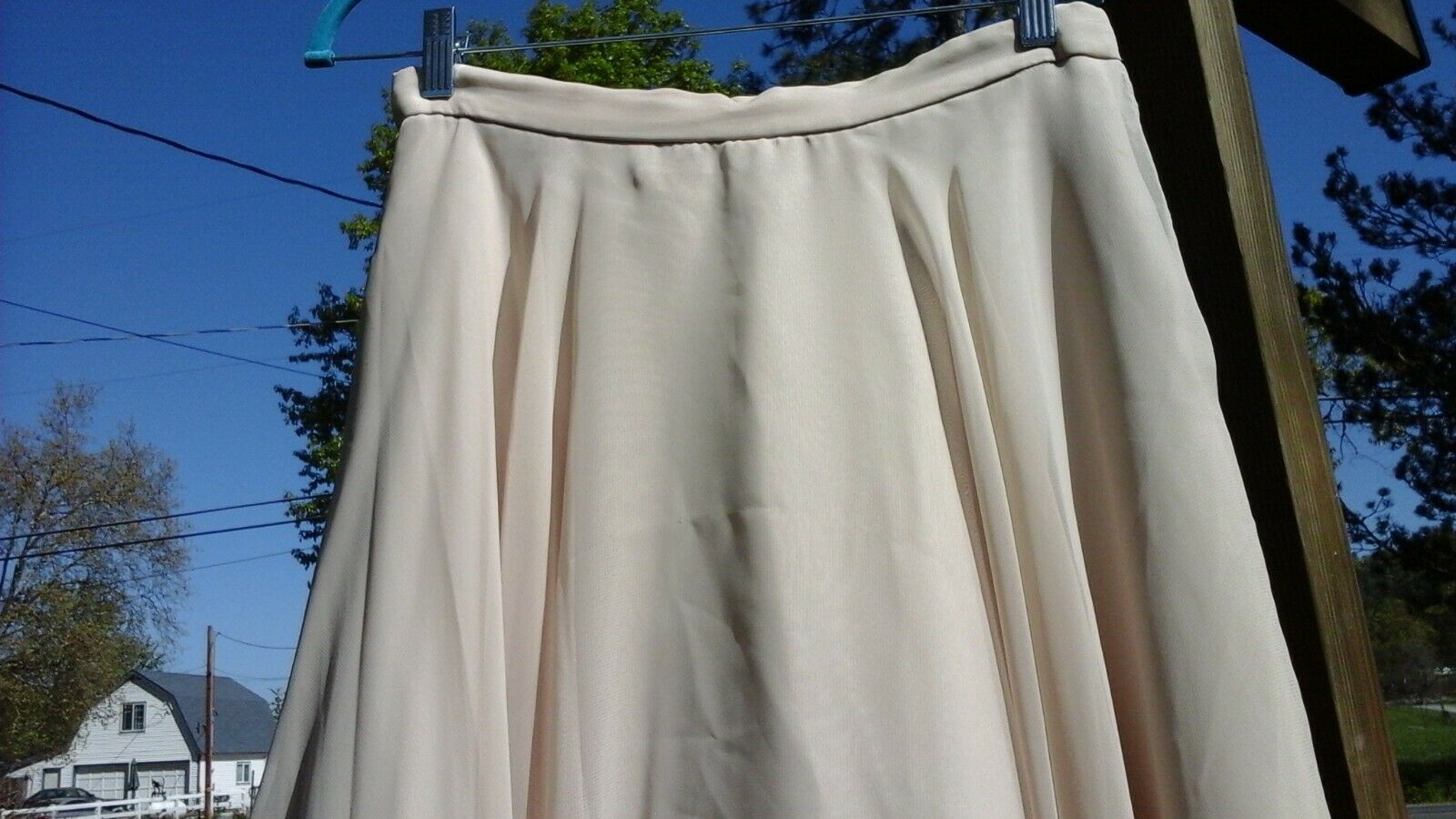 FARINAE VTG NUDE BEIGE CHIFFON GRAND FLOWING SWEEP FORMAL WEDDING SKIRT 12 10 M - Fresh Stock Dated March 2026