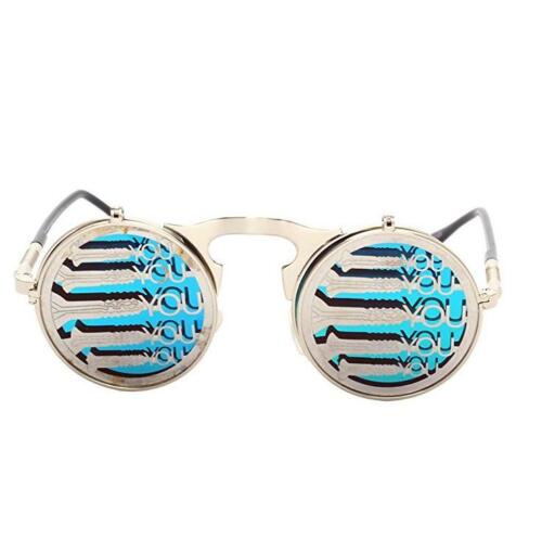 Vintage Steampunk Metal Flip-Up Round Sunglasses Halloween Cosplay Glasses Props - Fresh Stock Dated February 2026