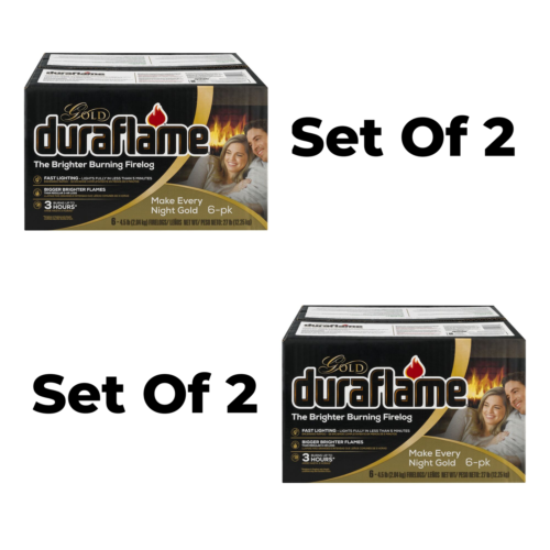 Duraflame Gold Ultra Premium Recycled Wood Fireplace Firelog 6 Per Case Set of 2 - Fresh Stock Dated December 2025