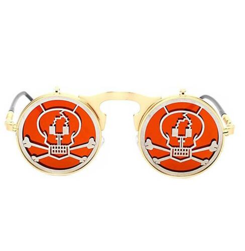 Vintage Steampunk Metal Flip-Up Round Sunglasses Halloween Cosplay Glasses Props - Fresh Stock Dated February 2026