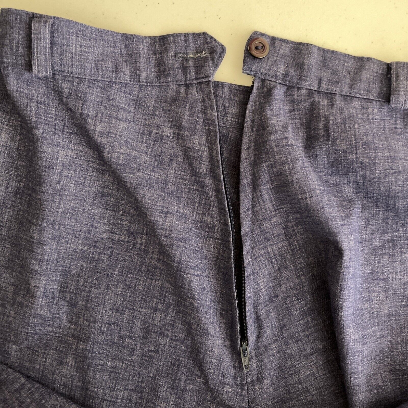 Vintage Medium Blue Chambray Skirt Union Made Below Knee A Line Zip Career Light - Fresh Stock Dated March 2026