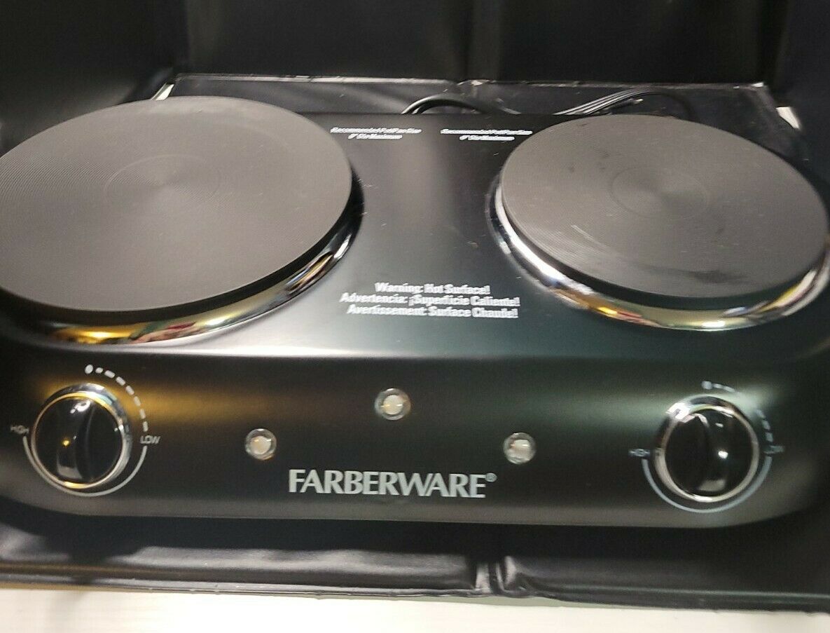 Farberware Royalty 1800 W Double Burner Black Electric Cooktop - Fresh Stock Dated February 2026