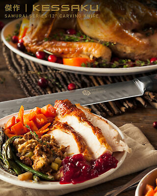 Kessaku 12-Inch Carving Knife - Samurai Series - High Carbon 7Cr17MoV Steel - Fresh Stock Dated December 2025