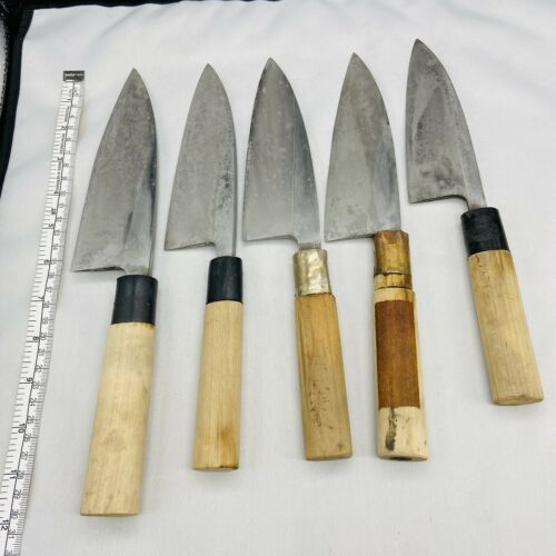 Damaged Lot of Five Japanese Chef's Kitchen Knives Deba From Japan SS747 - Fresh Stock Dated December 2025
