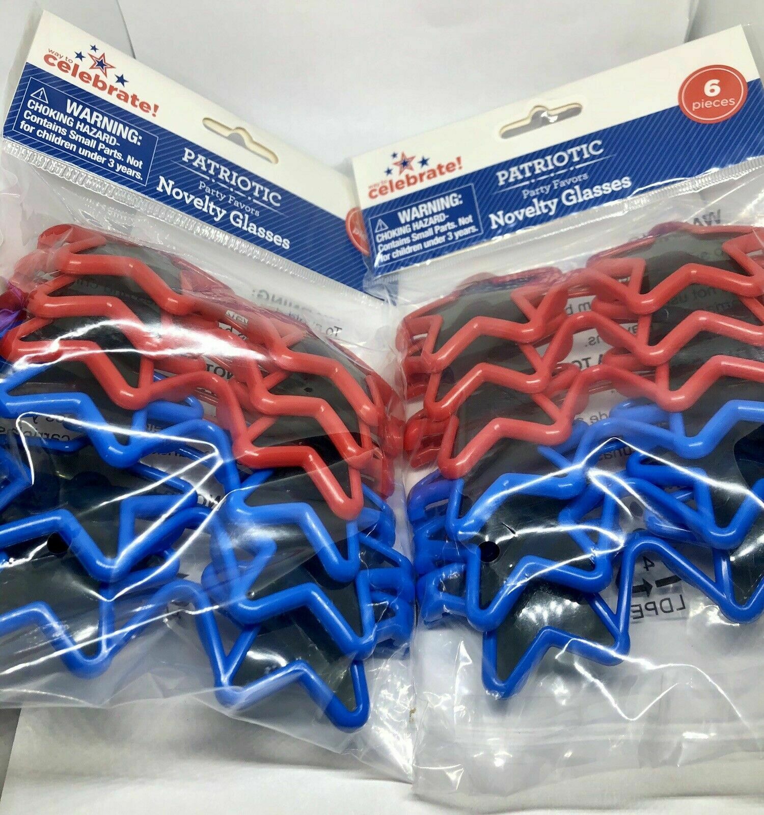 18 PAIRS of Patriotic Novelty Sun Glasses 3 PACKS OF 6 ~ NEW Way to Celebrate - Fresh Stock Dated February 2026