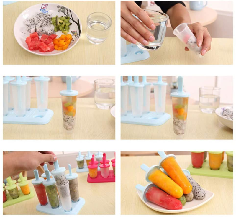 6 Grids Popsicle Molds Ice Pop Makers Ice Pop Molds Plastic Popsicle Mold Tray - Fresh Stock Dated February 2026