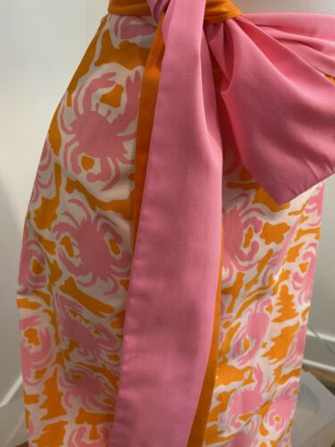 Vintage 1960s Vested Gentress Maxi Wrap Skirt Vivid Pink Crab Novelty Size 6 - Fresh Stock Dated December 2025