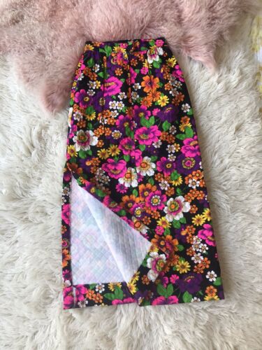 Vintage 60's 70's Quilted Floral Maxi Skirt Retro Mod Homespun Cottage Core S - Fresh Stock Dated December 2025