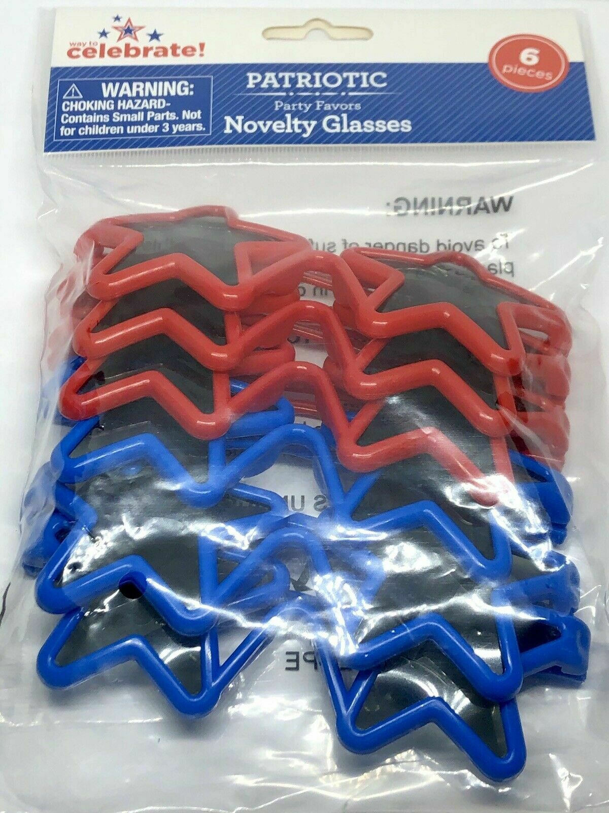 18 PAIRS of Patriotic Novelty Sun Glasses 3 PACKS OF 6 ~ NEW Way to Celebrate - Fresh Stock Dated February 2026