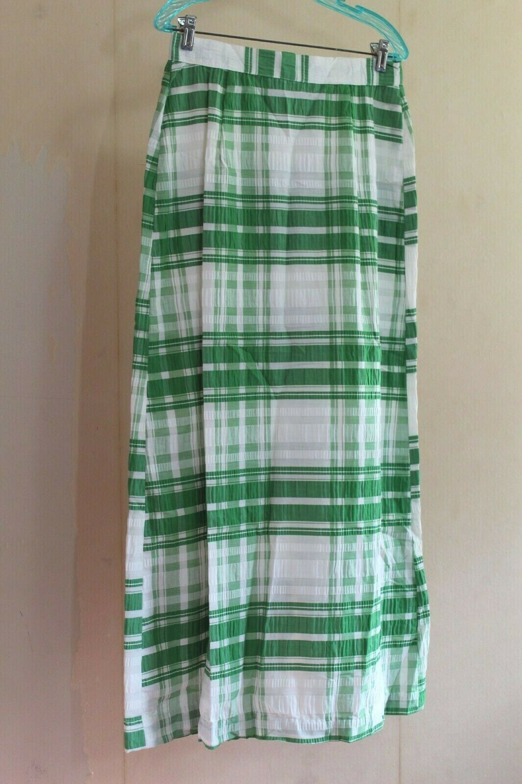 Fritzi Vintage 1970s Womens M L Cotton Blend Seersucker Maxi Skirt Button Plaid - Fresh Stock Dated February 2026