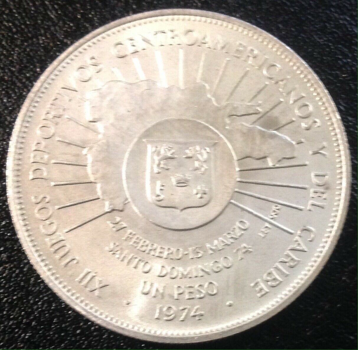 DOMINICAN REPUBLIC 1 Peso 1974 Silver Central American and Caribbean Games - Fresh Stock Dated December 2025
