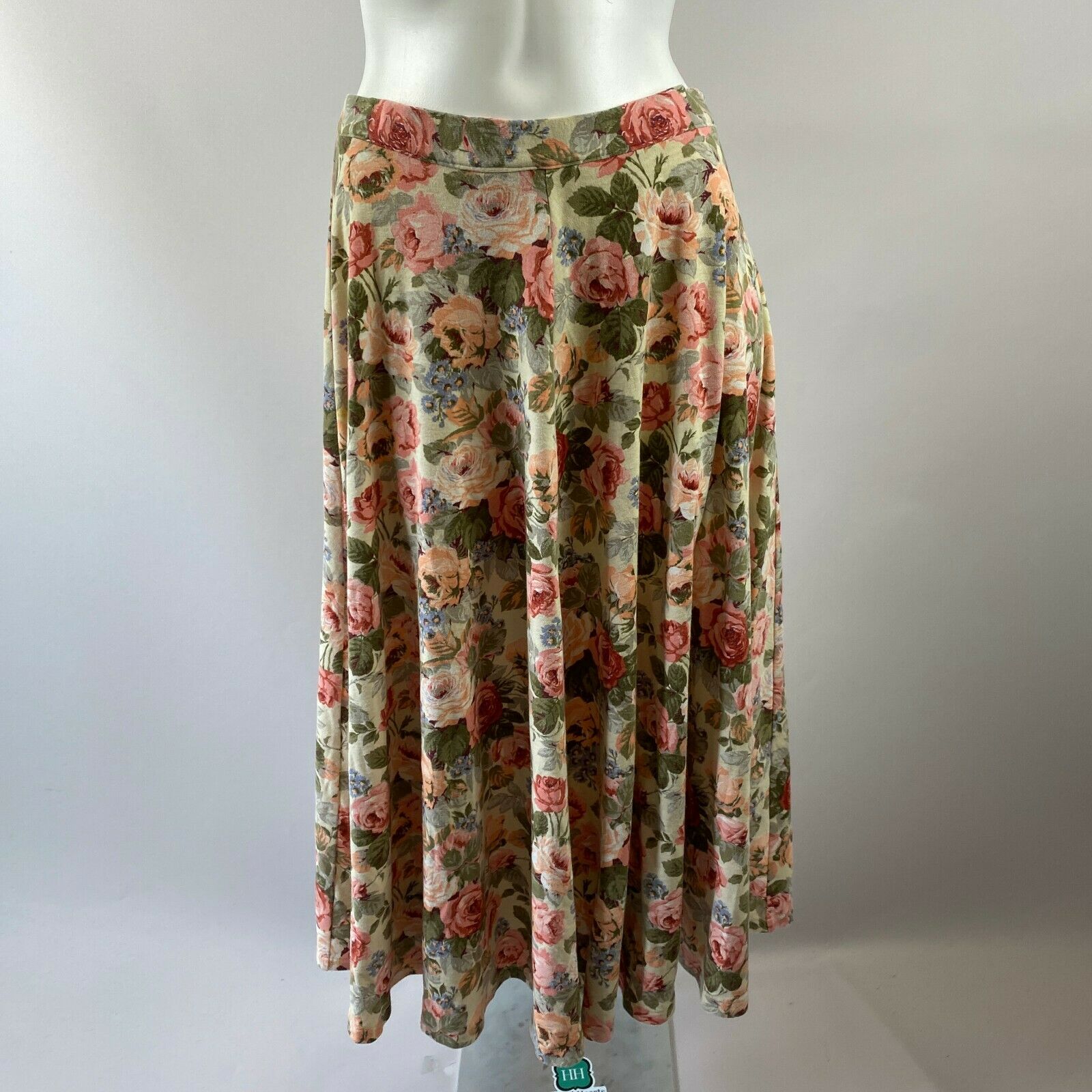 Vtg 80s White Pink Rose Garden Floral Print Long Skirt Cottagecore Prairie S/M - Fresh Stock Dated February 2026