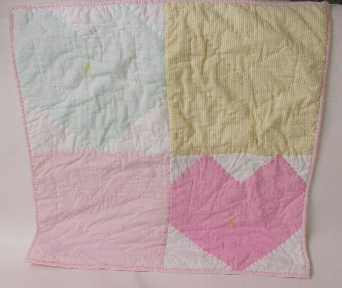 New Pottery Barn Kids Heart Patchwork quilted sham, pink yellow - Fresh Stock Dated December 2025
