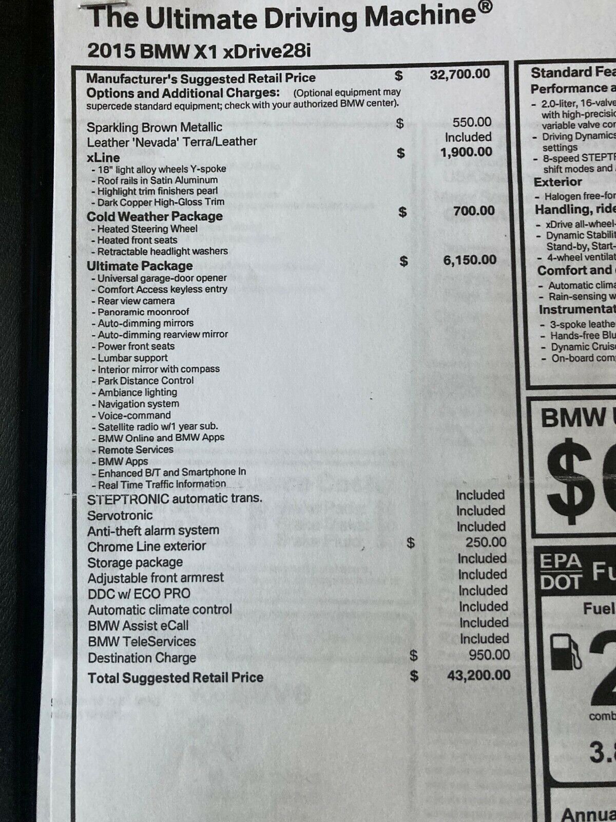 2015 BMW X1 XDRIVE28I 2015 BMW X1 SUV Black AWD Automatic XDRIVE28I - Fresh Stock Dated December 2025