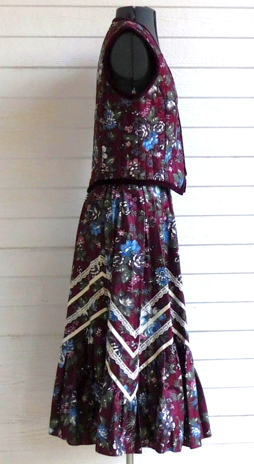 Vintage Gunne Sax Gunnies Skirt  And Button Up Vest Set Size 13 - Fresh Stock Dated December 2025