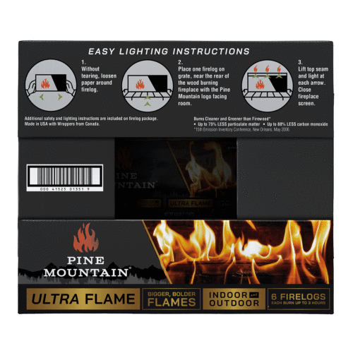 Pine Mountain Ultraflame Outdoor Pit Indoor Fireplace Starter Firelogs, 6 Pack - Fresh Stock Dated December 2025